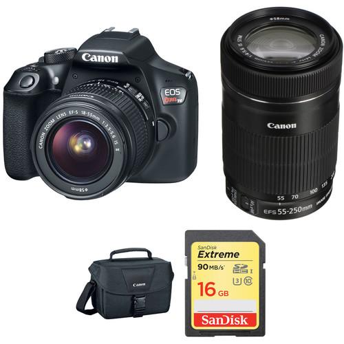 Canon EOS Rebel T6 DSLR Camera with 18-55mm and 55-250mm Lenses Kit