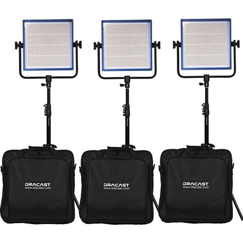 Dracast LED1000 Pro Daylight LED 3-Light Kit with V-Mount Battery Plates and Stands