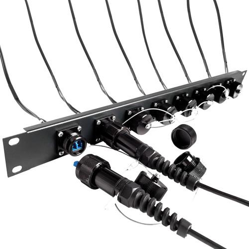 Tactical Fiber Systems Patch Panel with 8 BullsEye Duo Chassis Connectors & Patch Cables with ST Breakouts