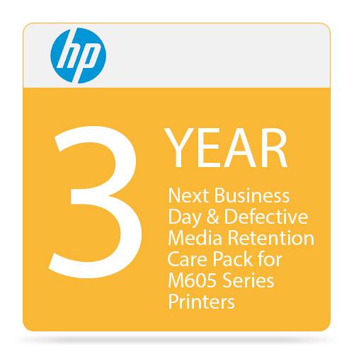 HP 3-Year Next Business Day & Defective Media Retention Care Pack for M605 Series Printers
