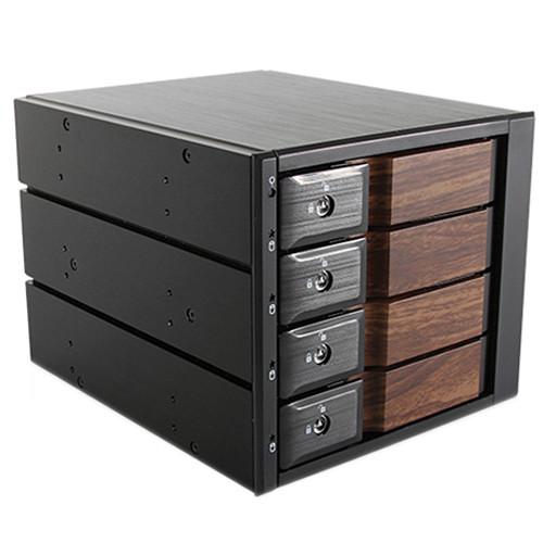 iStarUSA BPN-DE340SS-WB 3x5.25" to 4x3.5" SAS SATA 6.0 Gb s Trayless Hot-Swap Cage with Wood Look Bezel