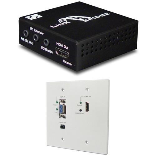 Link Bridge HDBaseT HDMI VGA Wall Plate Transmitter & HDBaseT Lite Receiver Kit