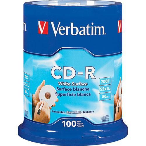 Verbatim CD-R 700MB 52x Write Once Blank White Surface Recordable Compact Disc