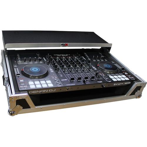 ProX Flight Case for Denon MCX8000 DJ Controller with Sliding Laptop Shelf and Wheels