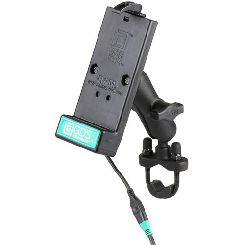 RAM MOUNTS Handlebar Rail Mount U-Bolt Base & Universal GDS Phone Charging Dock for IntelliSkin Sleeve