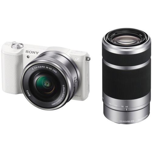 Sony Alpha a5100 Mirrorless Digital Camera Kit with Silver 16-50mm and 55-210mm Lenses