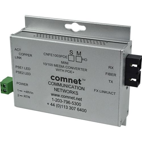 COMNET Multimode 100 Mbps Media Converter with 48V POE