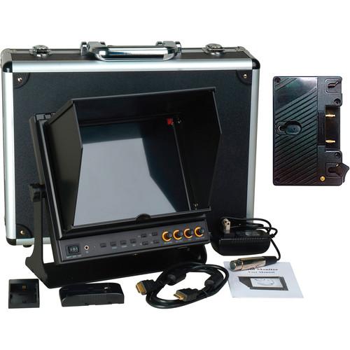 Delvcam 9.7" 3G-SDI & HDMI Monitor with AB Gold Mount Type Battery Plate & Sun Hood