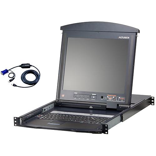 ATEN KL1508AMUKIT 8-port 17" Dual Rail LCD KVM Switch and Cable Bundle