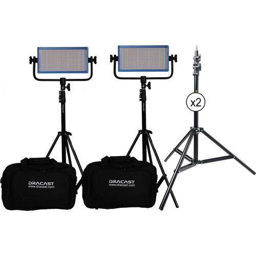 Dracast LED500 Pro Daylight LED 2-Light Kit with V-Mount Battery Plates and Stands