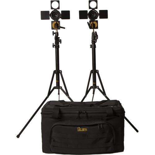 ikan iLED6-2PT-KIT iLED6 2 x Zoom ENG LED On-Camera Light Kit with Stands and Bag