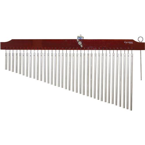 Tycoon Percussion 36 Chrome Bar Chimes on Brown Finish Wood Bar