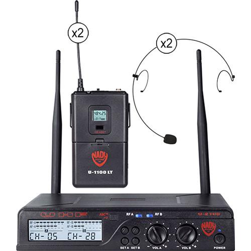 Nady U-2100 HM-10 UHF Omnidirectional Condenser Wireless System with 2 x HM-10 Headworn Microphone
