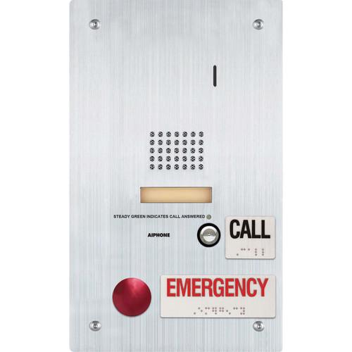 Aiphone IS-SS-2RAR StainlessSteel Flush-Mountable Audio Door Station with Standard & Emergency Call Buttons