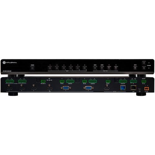 Atlona 4K UHD 6-Input Multi-Format Switcher with Mirrored HDMI HDBaseT PoE Auto-Switching