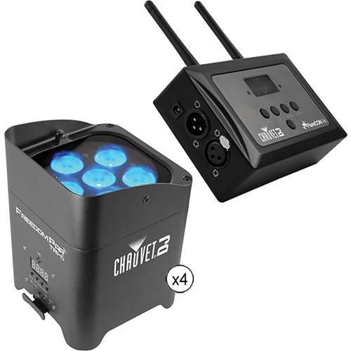 CHAUVET DJ Freedom Par Tri-6 - 4-Light Kit with FlareCON Air Wireless Transmitter