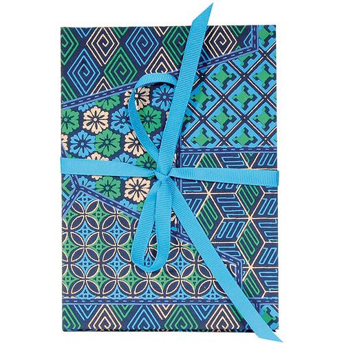 Lineco Accordion Album Kit with Ivory Pages and Blue Geometric Cover