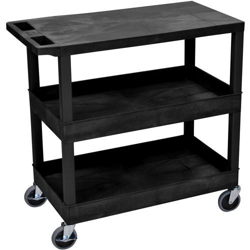 Luxor EC211-B 18x32" Utility Cart with 1 Flat and 2 Tub Shelves