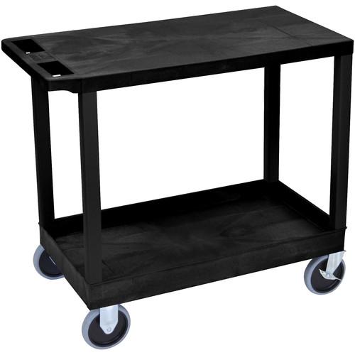 Luxor EC21HD-B 18x32" Heavy Duty Utility Cart with 1 Flat and 1 Tub Shelves