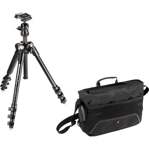 Manfrotto BeFree Compact Travel Aluminum Alloy Tripod with Large Active Messenger Bag