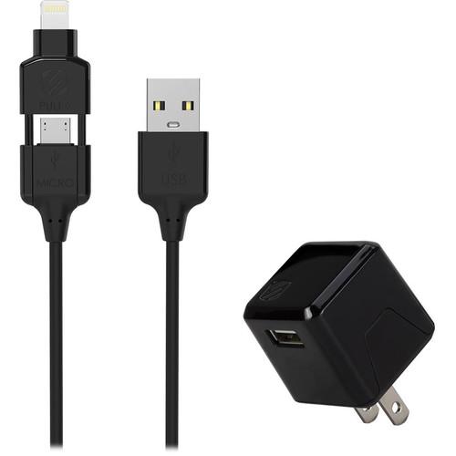 Scosche strikeBASE Pro Wall Charger with Lightning Micro-USB Cable