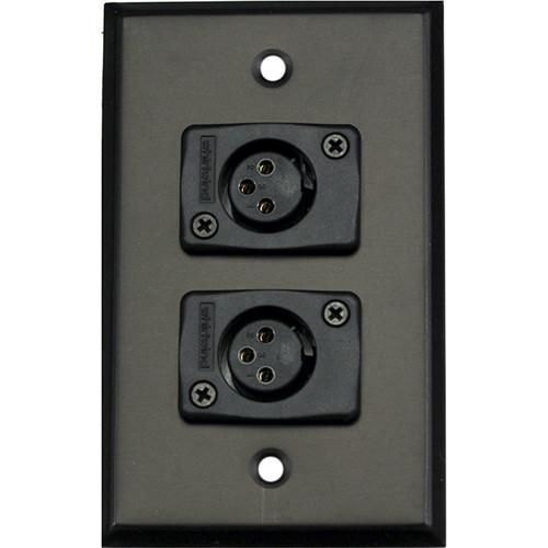 Whirlwind WP1B 2FW 1-Gang Wall Plate with 2 Whirlwind WC3F Female XLR Terminals