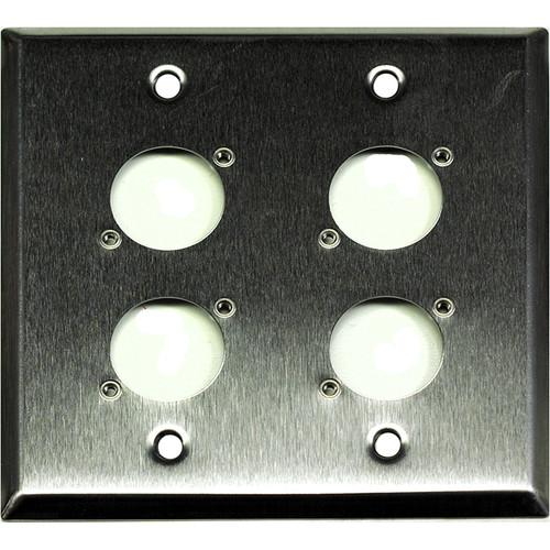 Whirlwind WP2 4NDH 2-Gang Wall Plate Punched for 4 Neutrik XLR Terminals