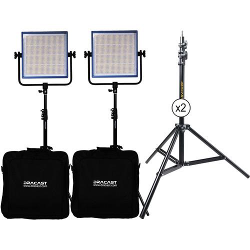 Dracast LED1000 Pro Bi-Color LED 2-Light Kit with Stands and Gold Mount Battery Plates