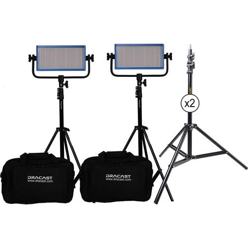 Dracast LED500 Pro Daylight LED 2-Light Kit with Gold Mount Battery Plates and Stands