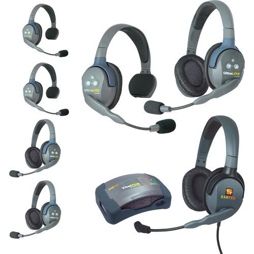 Eartec HUB733MXD UltraLITE 7-Person HUB Intercom System with Max 4G Double Headset