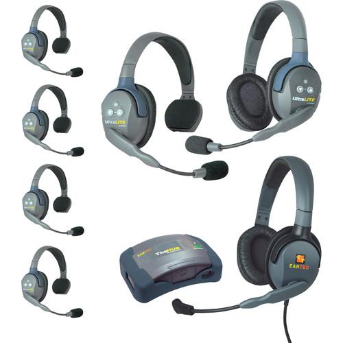 Eartec HUB751MXD UltraLITE 7-Person HUB Intercom System with Max 4G Double Headset