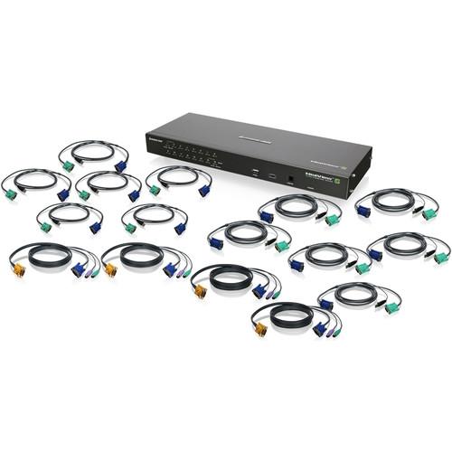 IOGEAR GCS1816iKITTAA 19" Rack Mount 16-Port IP Based KVM Switch Kit with PS 2 & USB KVM Cables