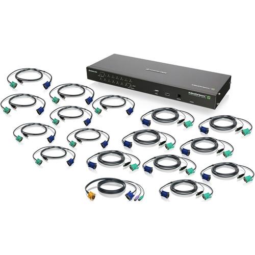 IOGEAR GCS1816iKITU 19" Rack Mount 16-Port IP Based KVM Switch Kit with USB KVM Cables