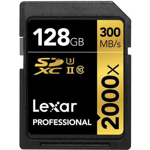 Lexar 128GB Professional 2000x UHS-II SDXC Memory Card with SD UHS-II Reader