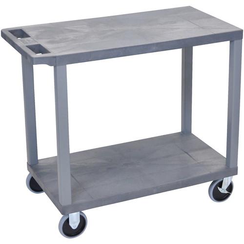 Luxor EC22HD-G 32 x 18" Two-Shelf Plastic Heavy Duty Utility Cart