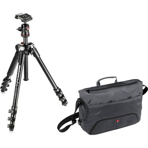 Manfrotto BeFree Compact Travel Aluminum Alloy Tripod with Large Active Messenger Bag