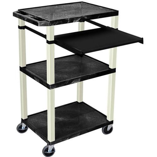Luxor 42" A V Cart with 3 Shelves, Pull-Out Keyboard Tray, and Electrical Assembly