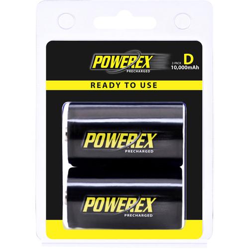 Powerex Precharged Rechargeable D Cell NiMH Batteries - 2-Pack