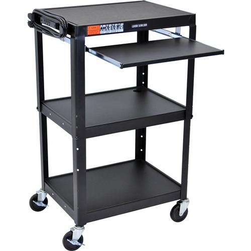 Luxor AVJ42KB Steel Adjustable A V Cart with Pull-Out Keyboard Tray