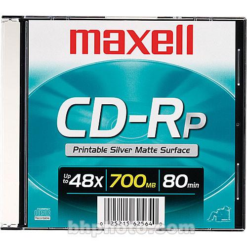 Maxell CD-R 700MB Write Once Silver Inkjet Printable Recordable Compact Disc with Slim Jewel Case