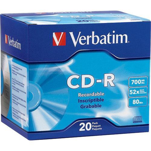 Verbatim CD-R 700MB 52x Write Once Recordable Compact Disc with Slim Jewel Case