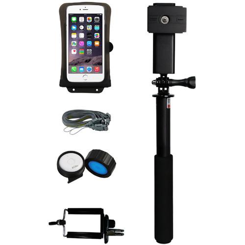 DiCAPac Waterproof Action Case for Smartphone up to 5.8" and Floating Selfie Stick Kit
