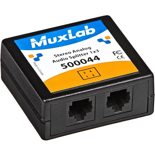 MuxLab 500044 1 x 3 RJ45 Stereo Analog Audio Splitter over CAT5 5e 6 for Audio Balun and Audio Matrix Switcher System