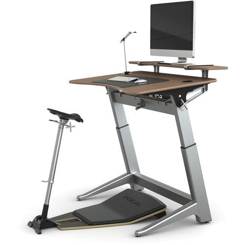 Focal Upright Furniture Locus Bundle Pro with Black Walnut Desk, Matte Black Seat, Anti-Fatigue Mat & Accessories