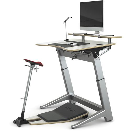 Focal Upright Furniture Locus Bundle Pro with Glacier White Desk Seat, Anti-Fatigue Mat & Accessories