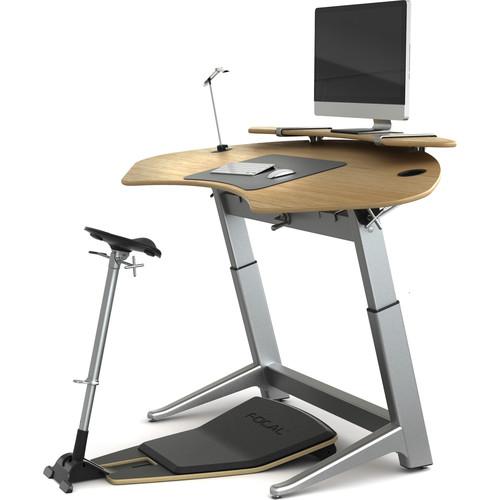 Focal Upright Furniture Sphere Bundle with White Oak Desk, Matte Black Seat and Anti-Fatigue Mat