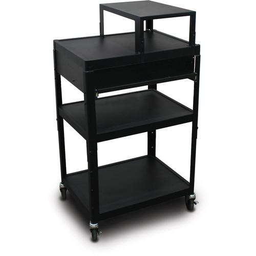 Marvel Vizion Spartan Series MV2642 24 x 18" Height-Adjustable A V Cart with with Expansion Shelf & 1 Pull-Out Front Shelf