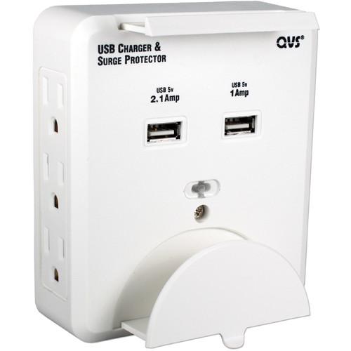 QVS PS-06UH Wall-Mount Power Block with Dual USB Ports