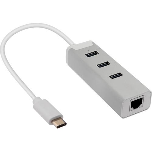 Xcellon 3-Port USB 3.0 Type-C Hub with Gigabit Ethernet Port