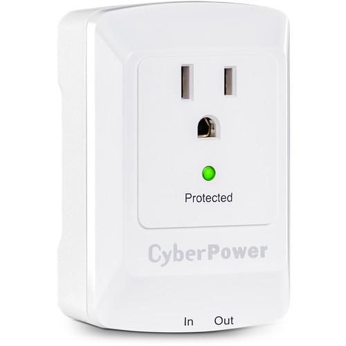 CyberPower CSP100TW Single Outlet Wall-Tap Surge Protector with Fax & Data Protection